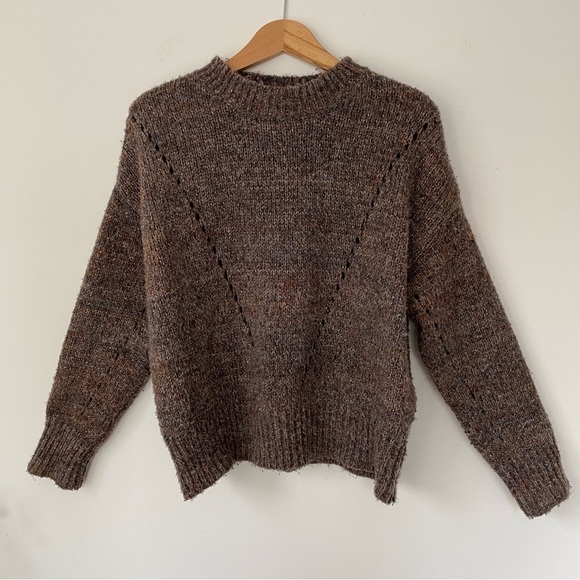 Brown and Gold metallic thread comfy sweater Oversized with open stitch detail. - Picture 1 of 7